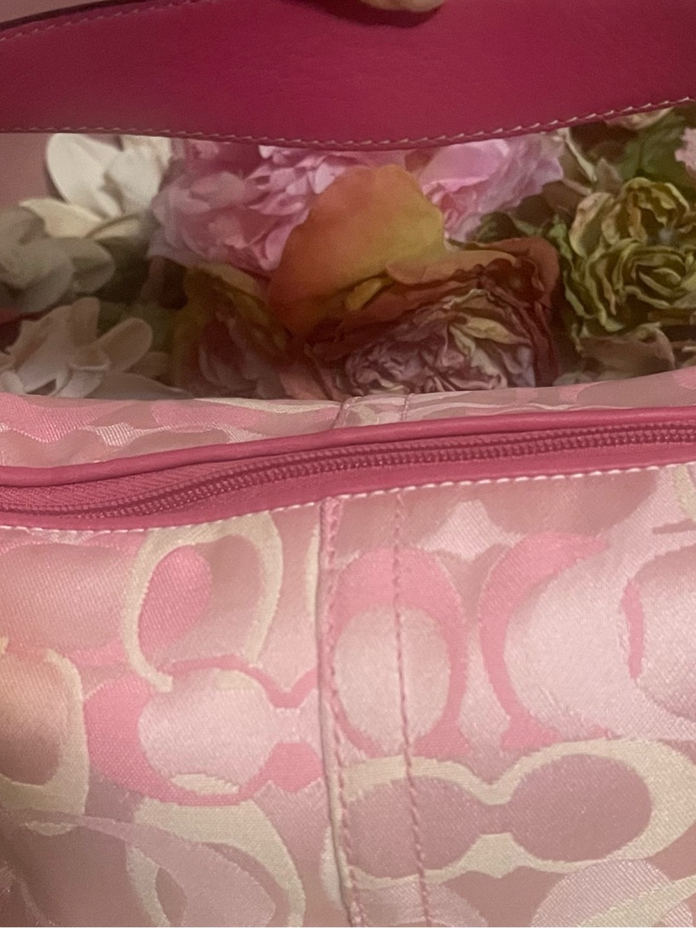 Coach Pink Signature Jacquard Shoulder Bag - Picture 9 of 12